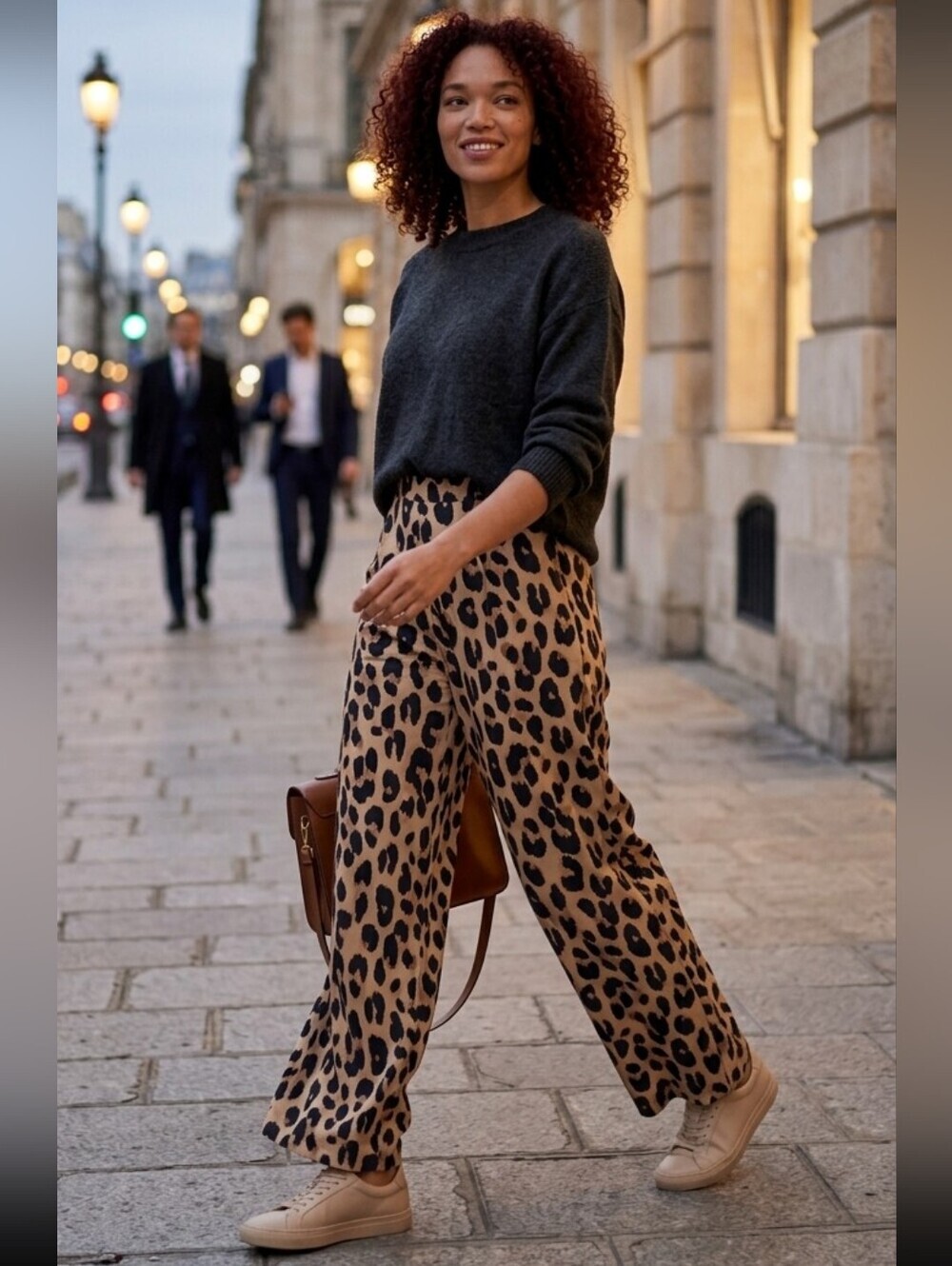 ESQUALO LEOPARD PRINT WIDE LEG PANTS SIZE 12